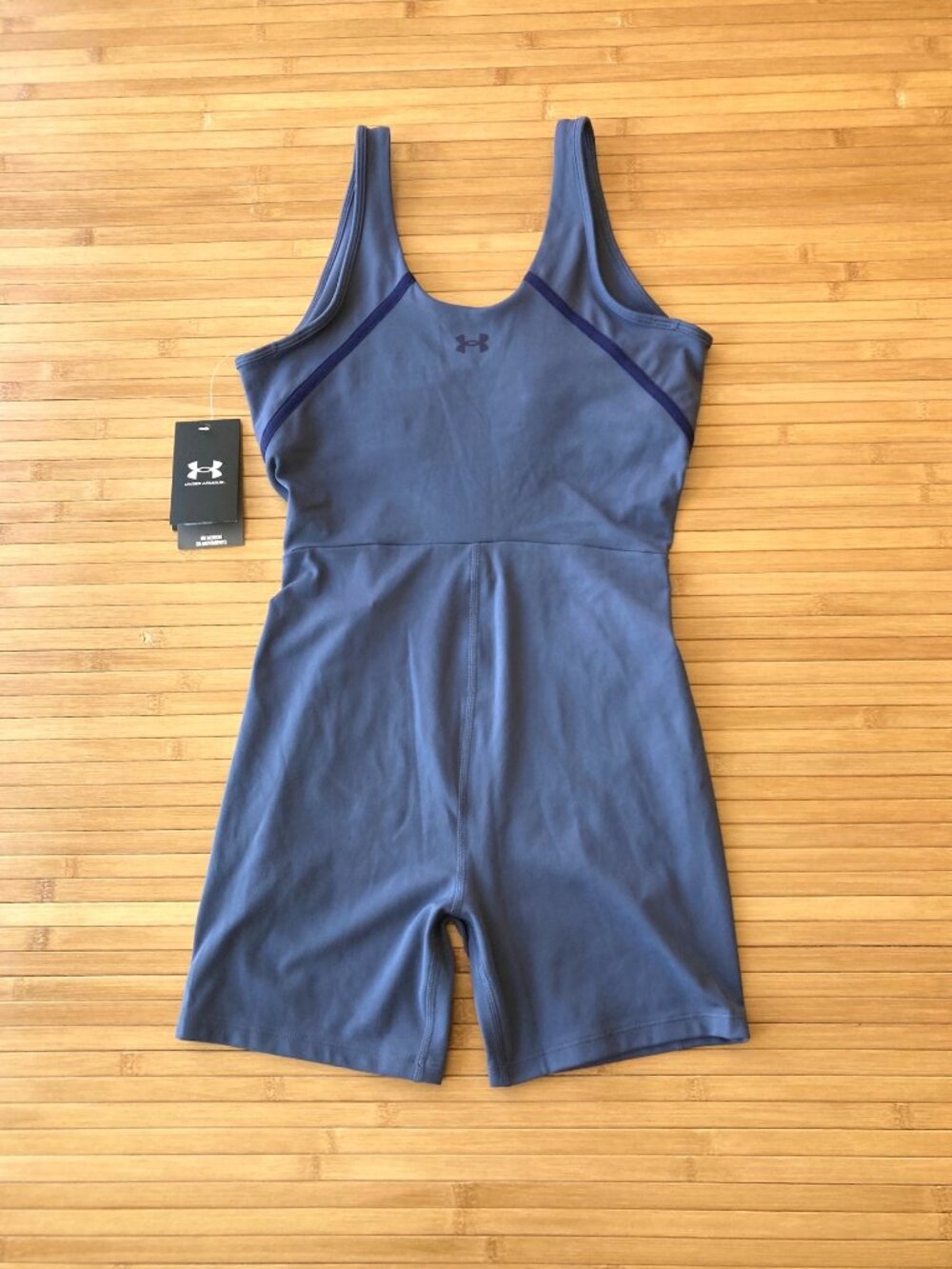 Under Armour Motion Shorts Bodysuit Activewear Womens Small S Gray/Navy NWT - Picture 12 of 12